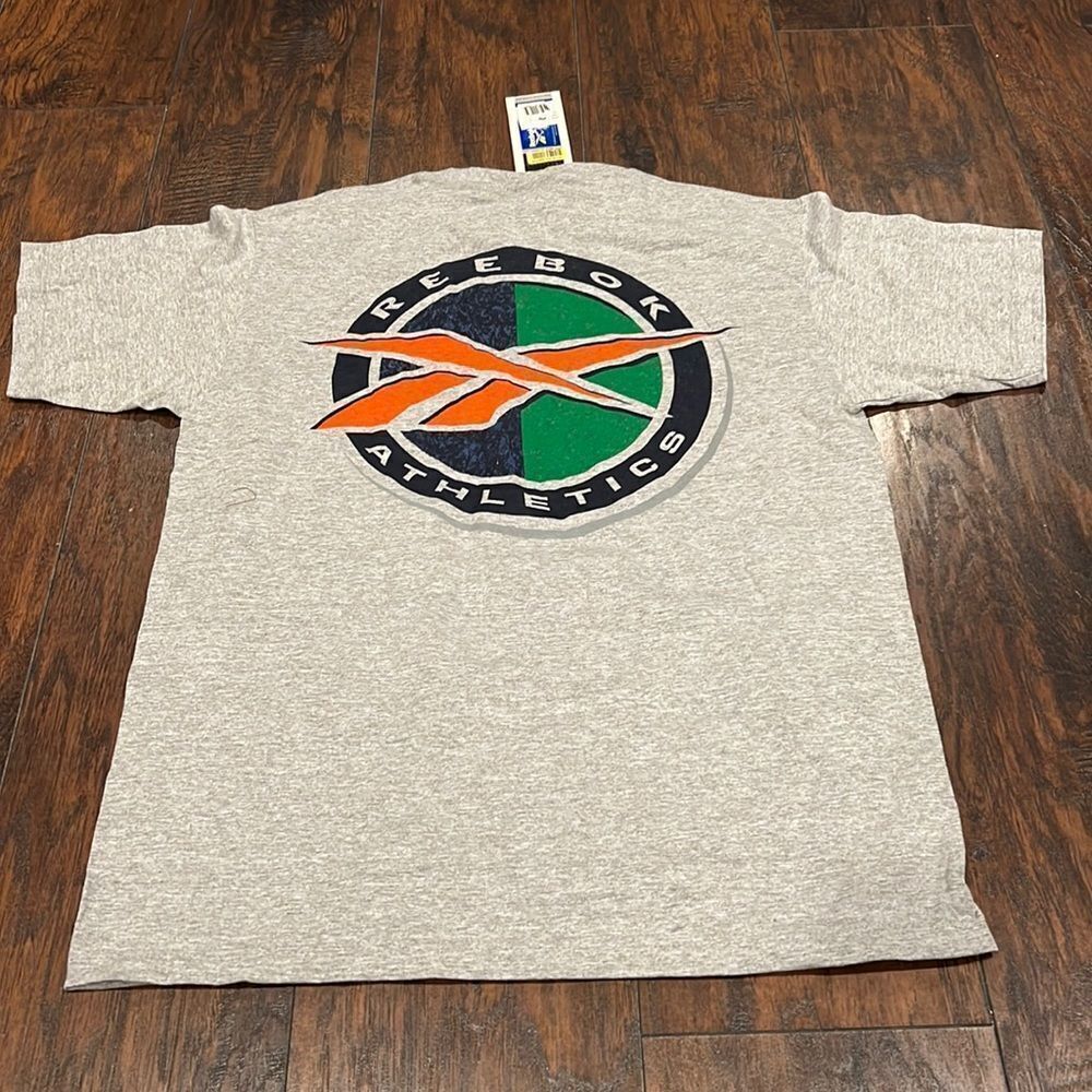 VTG 1996 Reebok Athletics size M big logo on back tee New with tags heather grey